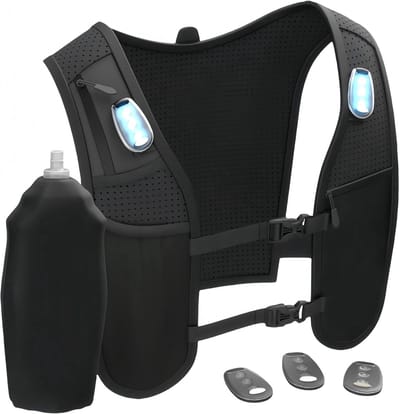 ADSafety Hardloopvest met Verlichting - Reflecterend Loopvest met Softflask 500ml - Waterdichte Telefoonzak - Hardloop Verlichting - One Size