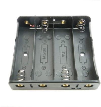 Batterij Houder - Batterij Clip - Doe-het-zelf Projecten - Serieel Parallel - 4 Slots - Zwart
