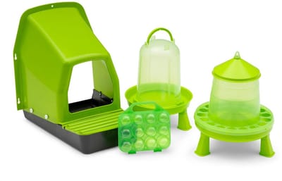 Kippen Starterset - Pluimvee Benodigdheden - Kippen Houden - Compleet met Nest - 35x35x35 cm - Groen