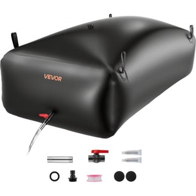 VEVOR waterzak, 1000 liter waterzak met kraan, opvouwbare en draagbare waterzak gemaakt van 1000D PVC, wateropslag voor irrigatiesystemen, droogtebestendig en voor noodhulp, zwart