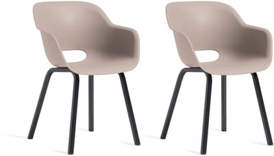 Keter Noa Tuinstoel - 2 stuks - 80x55x67cm - metalen frame - Soft Beige