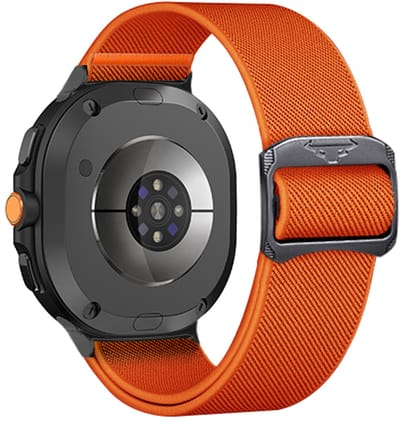 Stravo Verstelbare Nylon Bandje – Geschikt voor Samsung Galaxy Watch 9 (40/44mm) / Watch 8 (40/44mm) / 8 Classic (46mm) – Sterk & Stoer Elastisch Gevlochten Horlogeband – Oranje