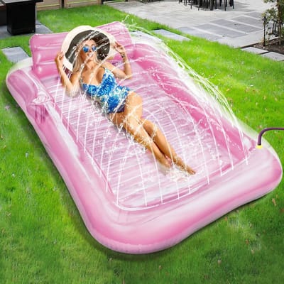 Opblaasbaar matras voor volwassenen, drijvende hangmat met rugleuning voor bij het zwembad, badstoel met kussens 200 × 124 cm voor strand- en zwembadfeestjes