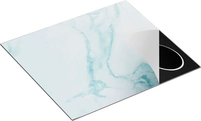 Chefcare Inductie Beschermer Lichtblauwe Marmer - Blauw - 60x50 cm - Afdekplaat Inductie - Kookplaat Beschermer - Inductie Mat