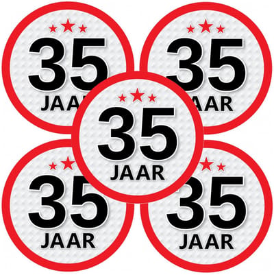 35 jaar leeftijd sticker - 10x - rond - Dia 15 cm - 35 jaar verjaardag - jubileum - leeftijd versiering
