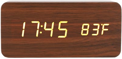 SPHProducts - Bureau Elektronische Wekker - LED Hout Digitale Klok - Spraakbesturing en Geheugenfunctie - Geschikt voor Slaapkamer - Perfect voor Over