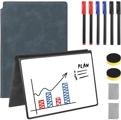 A5, klein, draagbaar, afwasbaar, mini-whiteboards met stiften, doek en gum voor kantoor, school, thuis, bureau, 2 stuks