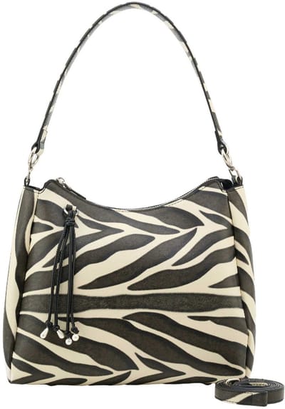 SEIDENFELT MANUFAKTUR schoudertas Sandve Midi Hobo Bag Zebra Pattern donkerbruin
