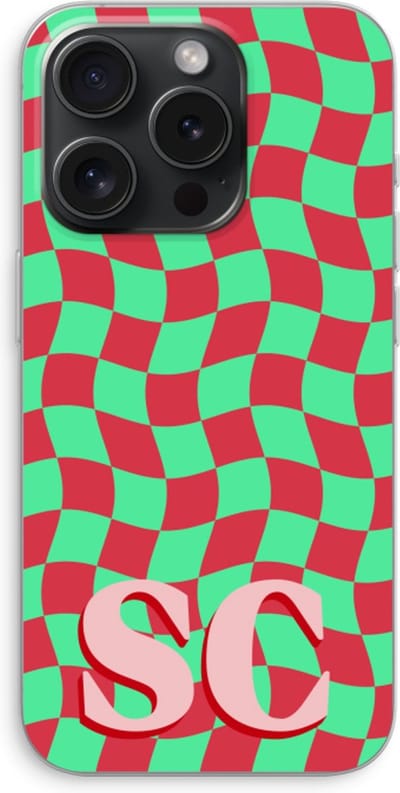 Gepersonaliseerd - Case Company® - Hoesje geschikt voor iPhone 15 Pro hoesje - Grid Monogram - Soft Cover Telefoonhoesje - Bescherming aan alle Kanten en Schermrand