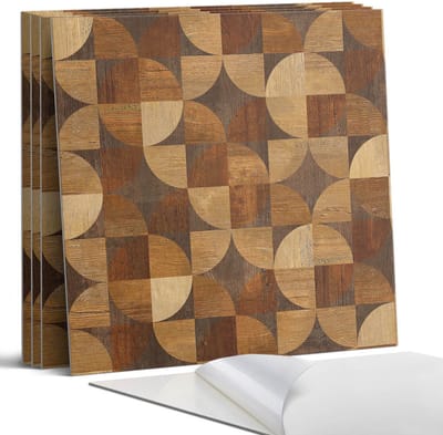 Coloray Wandpanelen Zelfklevend - Geometrisch houtpatroon Zelfklevende Wandpanelen - 50 cm x 50 cm - Bruin Wandpaneel PVC - 4 stuks - Texturen Wandpanelen Zelfklevend - Keuken Wandpanelen - Wandpanelen Badkamer