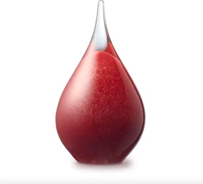 Urnencenter© Kristalglas Druppel Mini Urn Rood Opaak - Urn - Urn voor as - Urn Hond - Urn Kat - Urn Deelbewaring - Mini Urn Glas - Kunstobject