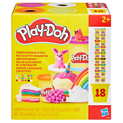 Play-Doh Fantaseer maar raak 18-pack - Boetseerklei kinderen - Speelklei Play-Doy potjes - 18 verschillende kleuren
