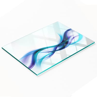 Decoratieve glazen snij- en serveerplank met abstract golvenpatroon, 80x52 cm