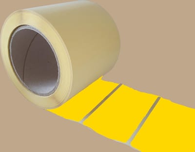 Blanco etiketten op rol - 100 x 50 mm rechthoek - mat geel papier
