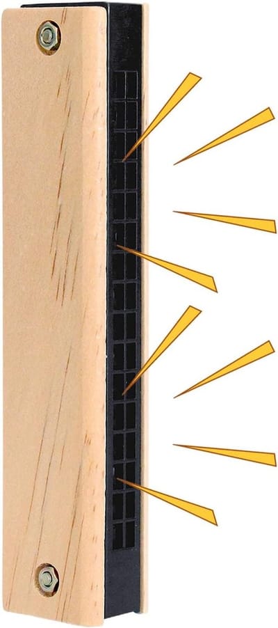 Houten Mondharmonica - Muziekinstrument Kinderen - Muziek Leren Spelen - 16 Gaten Dubbele Rij - 13 cm - Houtkleur