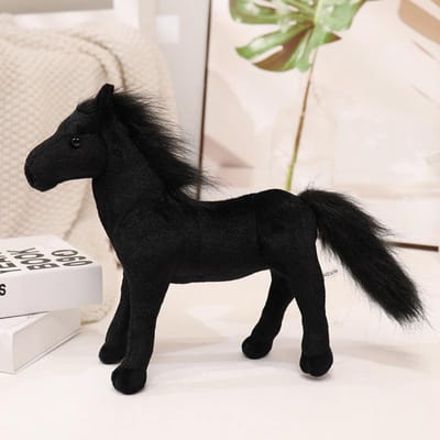 Simulatie Pony Pop Pluche Speelgoed Witte Drakenpaard Zwart Paard Pop Pop Kinderen Cognitief Model Speelgoed 30cm