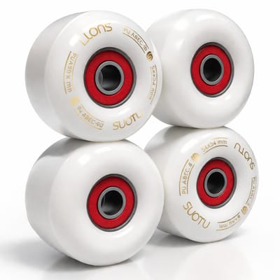 SUOTU Skateboardwielen - ABEC-9 - 54x34 mm - 95A - 4 stuks - Wit