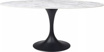 Vente-unique Eettafel voor 8 personen van keramiek en zwart metaal - Wit marmereffect - ELVA van Maison Céphy