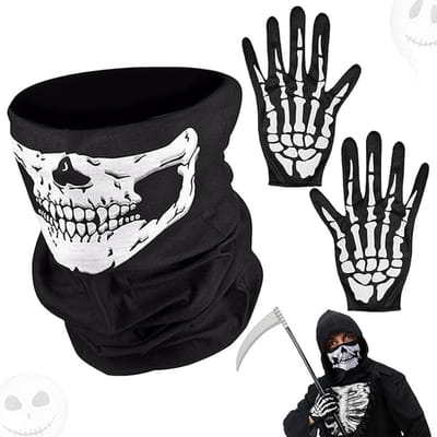 Skeleton Mask Handschoenen met Schedel Design en Slang Motief voor Halloween Cosplay en Kostuums