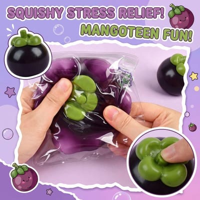 Gesimuleerde Mangosteen Knijpspeeltje Langzaam Rijzend Angst Stressverlichting Fruit Fidget Speeltje Nieuw Stressbal Speeltje Verjaardag Vakantie Cadeau zwart
