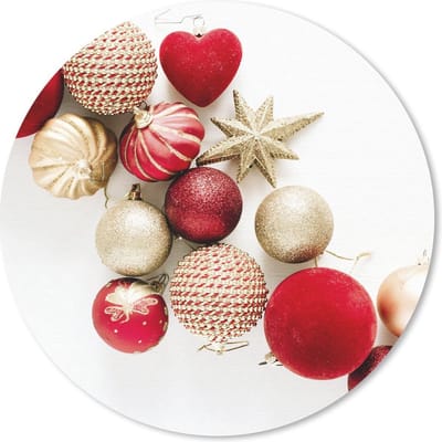 Muismat rond 20x20 cm - Mousepad Winter - Rood - Kerstballen - Ronde muismatten - Kerst - Cadeau - Kerstcadeau voor mannen en voor vrouwen