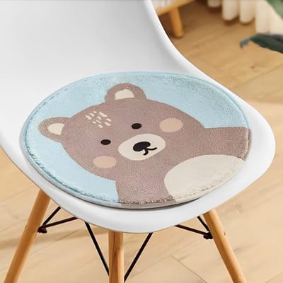 Zachte ronde kinderstoel kussen met schattige cartoon dieren, wasbaar en duurzaam, perfect voor thuis, kantoor en school - 30 x 30 cm
