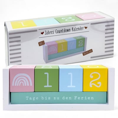 JHUBERS- Countdown Kalender Hout - Aftelkalender Zwangerschap - Decoratieve Kubussen - Tot 432 Dagen - Tafelkalender - Ca. 18 × 7 × 5,5 cm