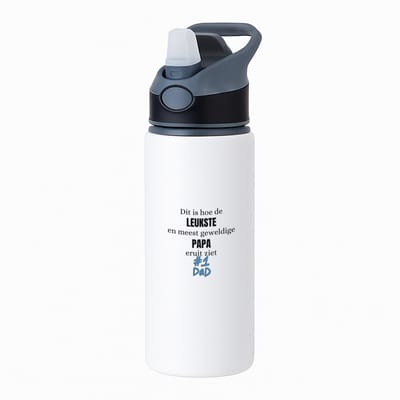 Hacebo® - dit is hoe de leukste en geweldige papa uit ziet waterfles met rietje zwart - Papa - cadeau papa - cadeau - verjaardag papa - water fles - 650ML