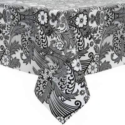Protecttable - Rond Mexicaans tafelzeil Paraiso Zwart ⌀118cm - Tafelkleed Afwasbaar - Kunststof