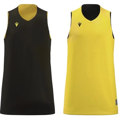 Macron Idaho Reversible Shirt Kinderen - Zwart / Geel | Maat: 7-8 Y