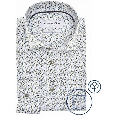 Ledûb Overhemd Refined Leaf Print Shirt Groen-Blauw / male