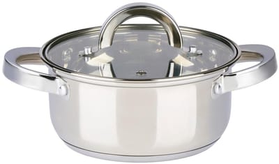 alpina Kookpan met Deksel 1,8 Liter – RVS Pan 16 cm – Inductie – Glazen Deksel – Geschikt voor Alle Warmtebronnen