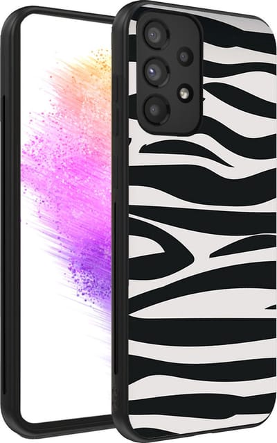 Smartphonica Telefoonhoesje geschikt voor Samsung Galaxy A73 5G met zebra opdruk - TPU backcover case met zebra print design - Zwart Wit geschikt voor Samsung Galaxy A73 5G