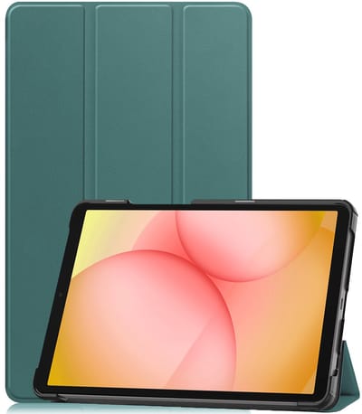 Hoesje - Geschikt voor Samsung Galaxy Tab A11 Plus - Dun & Stevig - Trifold Bookcase - Hard Cover - Hardcover Book Case - Tablet Hoes - Donkergroen