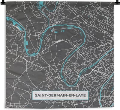 Wandkleed - Wanddoek - Saint-Germain-en-Laye - Frankrijk - Kaart - Stadkaart - Plattegrond - 180x180 cm - Wandtapijt - Stadskaart