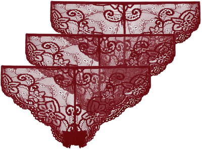 SNOCKS Brazilian Slip van Kant - Ondergoed Dames - Dames Ondergoed - Dames Slips - Dames Onderbroeken - 3 Stuks