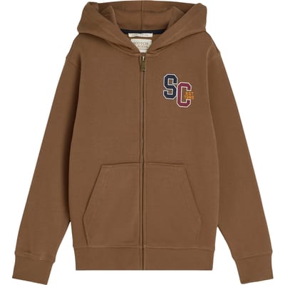 Scotch & Soda Boys Zip Up Fleece Hoodie Brown Taglia: S | Giacche Outlet | kids | Marrone