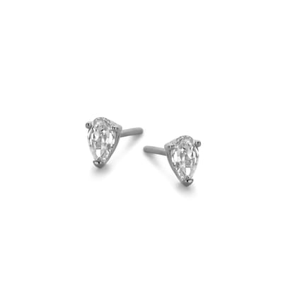 New Bling 9NB-0587 Zilveren Oorknopjes Dames - Zirkonia - Pear - 5 mm - Zilverkleurig