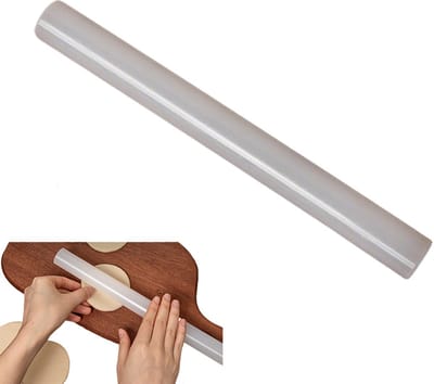 Plastic deegroller - Deegroller - Bakdeegroller - Massieve deegroller - Gemaakt van kunststof - Gemakkelijk schoon te maken - Bakgereedschap - 2,5 x 2,5 x 25 cm - Geschikt voor bakken, pizza, pasta, deeg, koekjes - wit