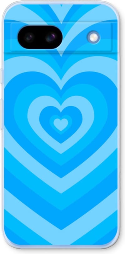 Case Company® - Hoesje geschikt voor Google Pixel 8a hoesje - Hart Blauw - Soft Cover Telefoonhoesje - Bescherming aan alle Kanten en Schermrand