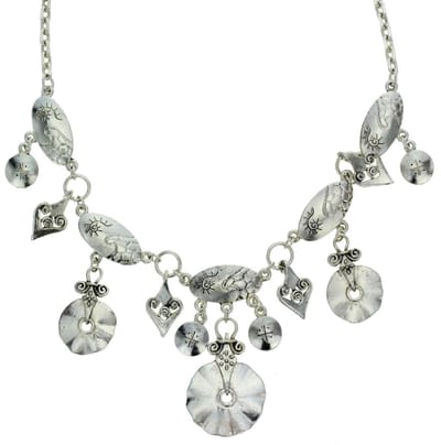 Behave ketting zilverkleur met hangers 41 cm - elegante stijl met kristallen accenten