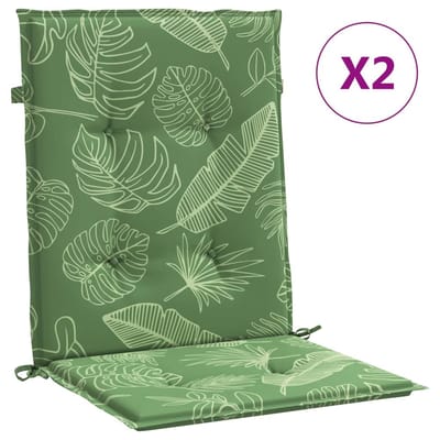 vidaXL - Stoelkussens - 2 - st - lage - rug - stof - bladpatroon