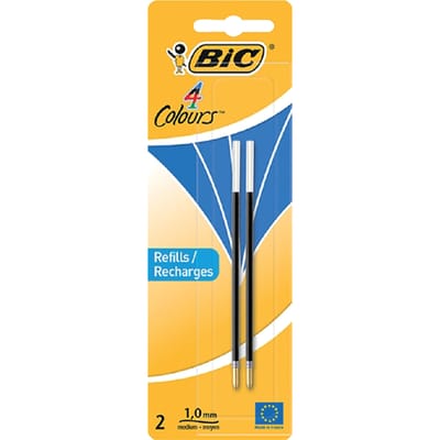 Balpenvulling Bic voor baliepen medium blauw blister à 2 stuks