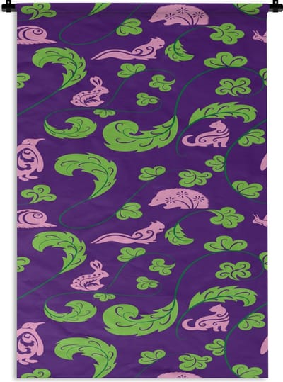 Wandkleed - Wanddoek - Bladeren - Dieren - Patronen - 60x90 cm - Wandtapijt