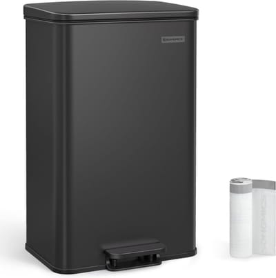 MIRA Home - Prullenbak - Vuilnisemmer - staal - Zwart - 23,1x34,8x83,3