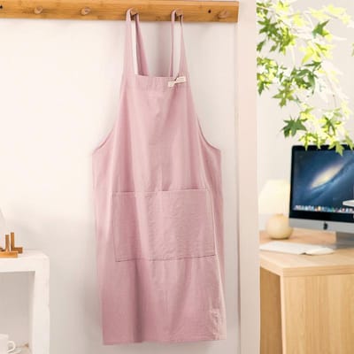 Tabliers japonais et coréens en coton et lin pour la maison, la cuisine, le nettoyage, la couverture, le magasin de fleurs, la peinture, le tablier croisé sans bretelles vintage OneSize rose
