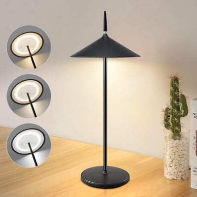 NETTLIFE Tafellamp LED - USB oplaadbaar - zwart - draadloze Buitenlampe - Touch Dimbaar - 1800mhA - Modern Bedlamp - voor Binnen en Buiten - IP44 Waterdicht - voor balkon | tuin | eettafel | camping