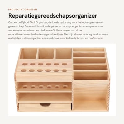 Dailygoods - Reparatiegereedschapsorganizer - Schroevendraaierorganisator - Opbergdoos met Meerdere Compartimenten - Lichtbruin - Werkbankorganisator...