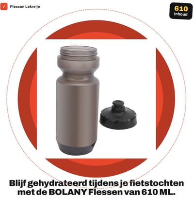 Dailygoods - Flessen - Lekvrije Fietsdrinkfles - Transparant Grijs - Ideaal voor Fietsen en Fitness - Met Siliconen Tuit - Handig voor Sporten