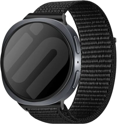 Strap-it Stoffen nylon bandje met klittenbandsluiting geschikt voor Samsung Galaxy Watch 9 (40/44mm) / Watch 8 (40/44mm) / 8 Classic (46mm) - zwart